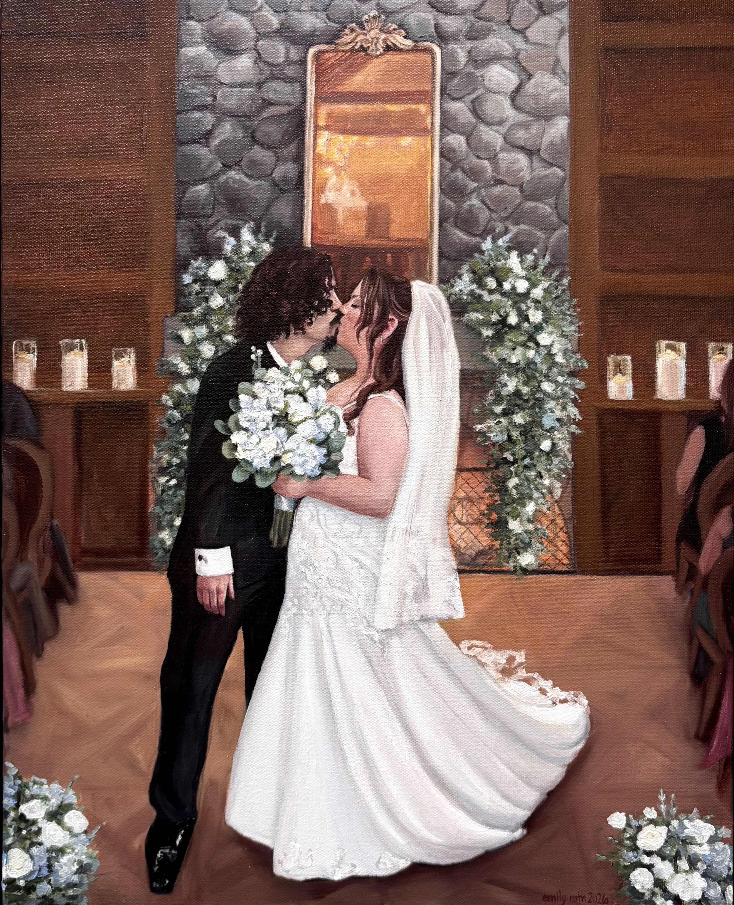 Ashley & Alex live wedding painting,
Staten Island, NY
Emily Roth, 2026.