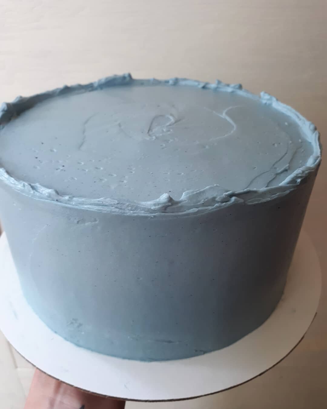 Can you believe this blue is all natural? This vanilla swiss meringue buttercream is dyed with butterfly pea flower powder.

Natural blue baby shower cake: Champagne cake, lemon curd, vanilla swiss meringue buttercream