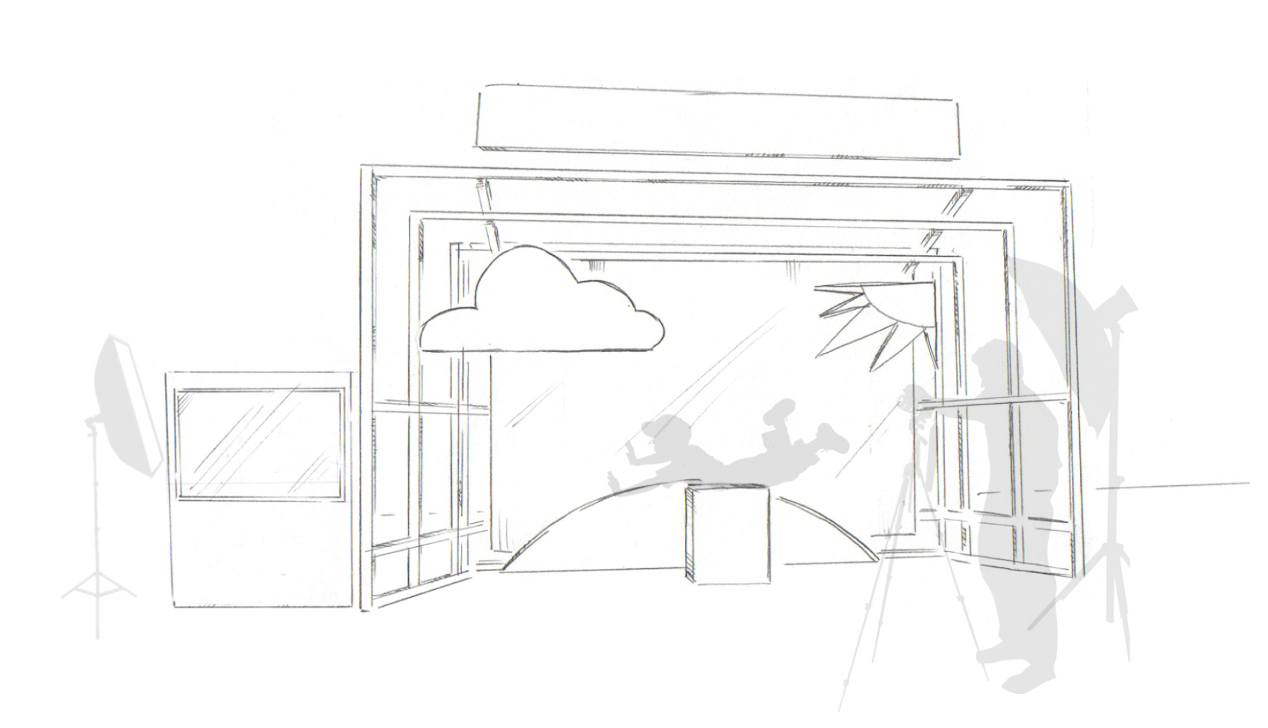 Initial sketch of our photo moment - “Fly Sky High” where students were able to fly through their video game like the coding superheroes they had become.