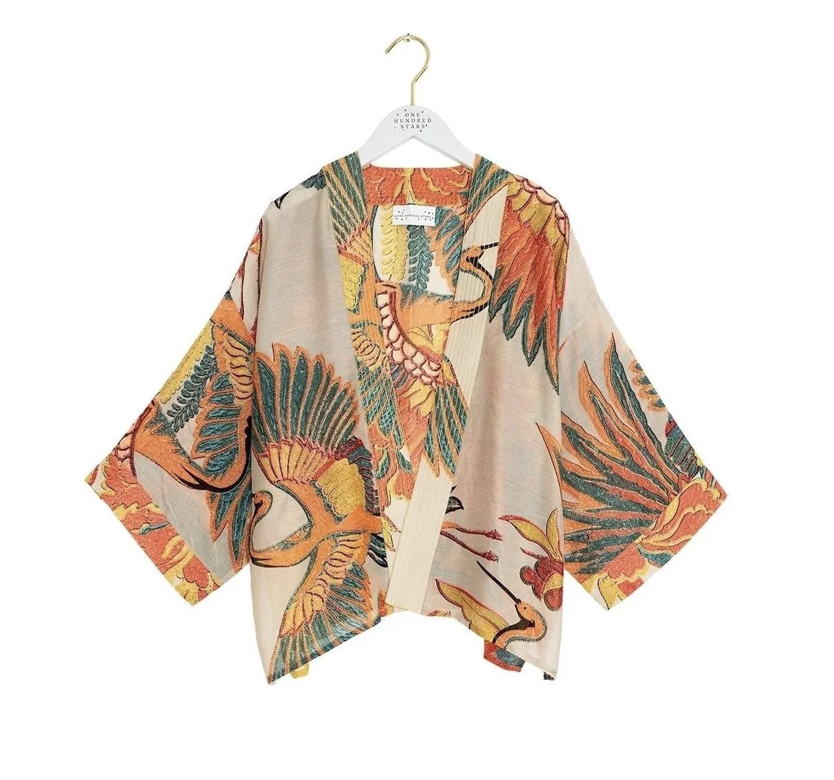 Crane Short Kimono Stone