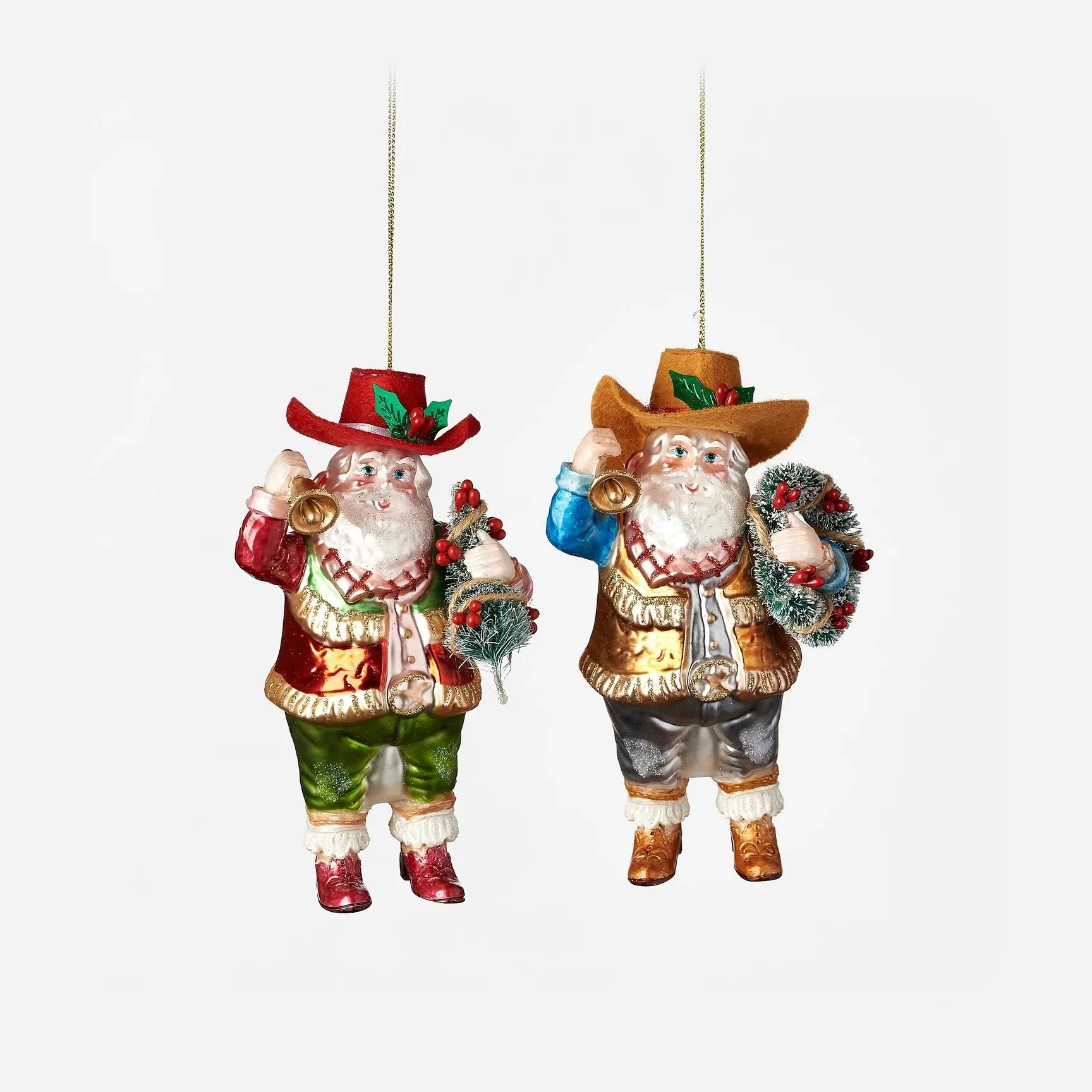 Cowboy Santa Ornaments, 2 Versions