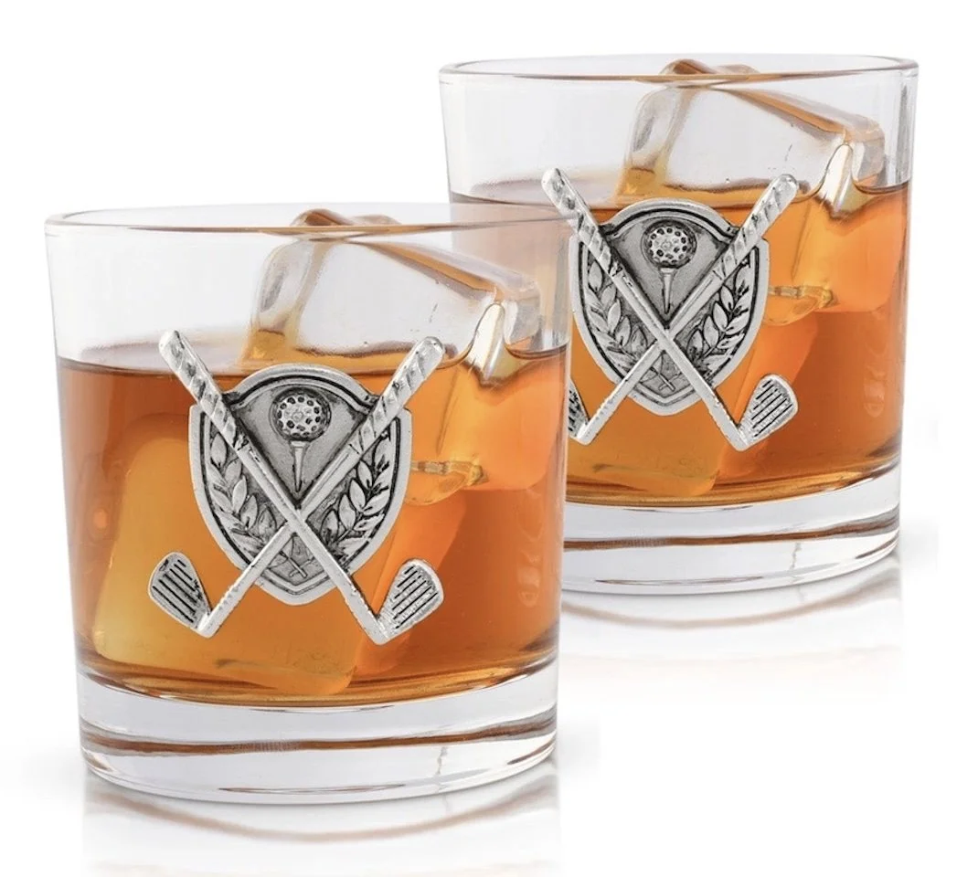 Golf Shield Double Old Fashioned Glasses, Set of 2