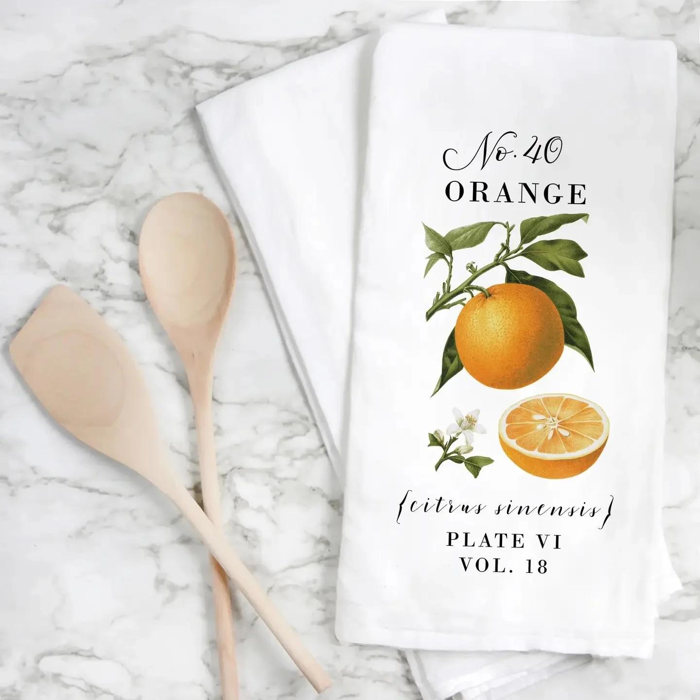 Orange Botanical Tea Towel