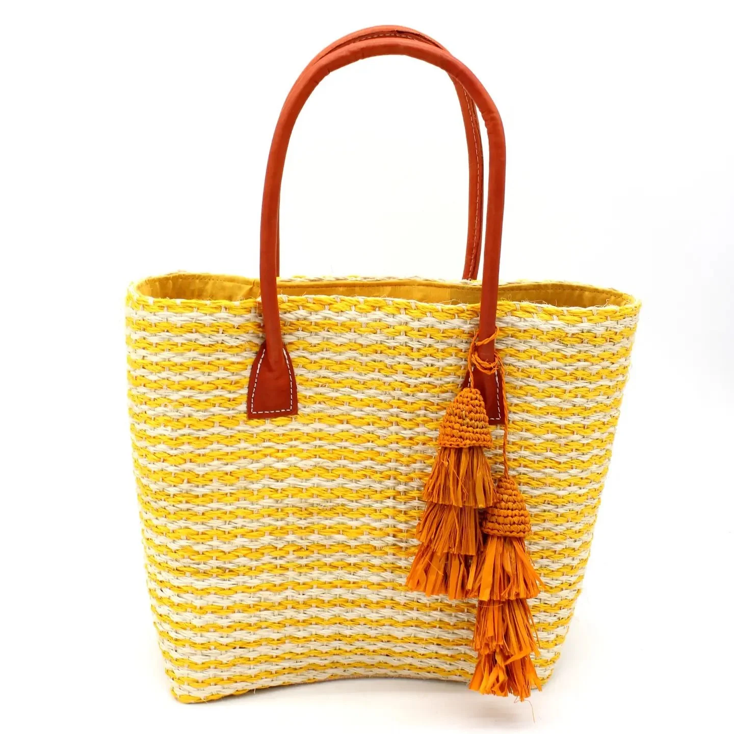Cancun Sisal Basket Bag, Saffron