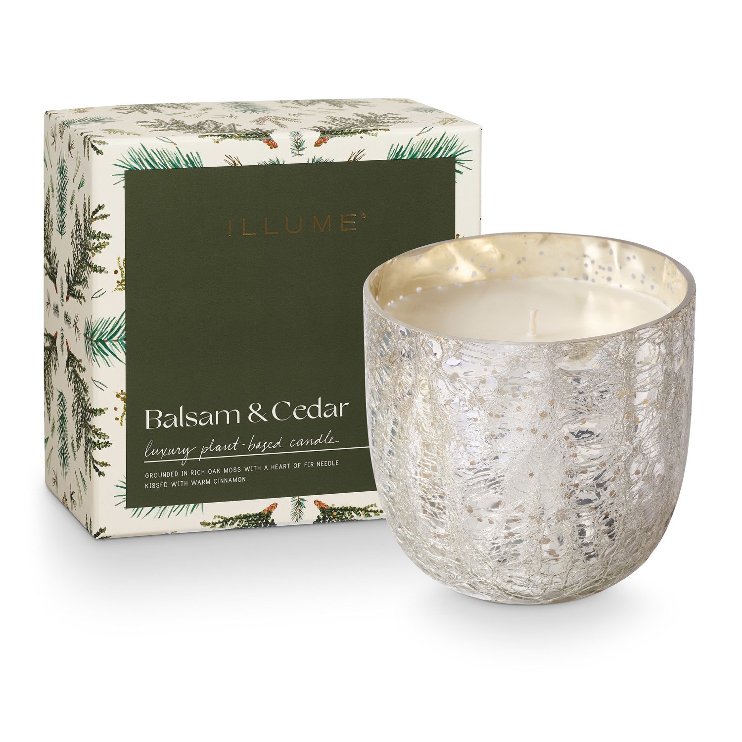 Balsam and Cedar Grand Luxe Mercury Glass Candle