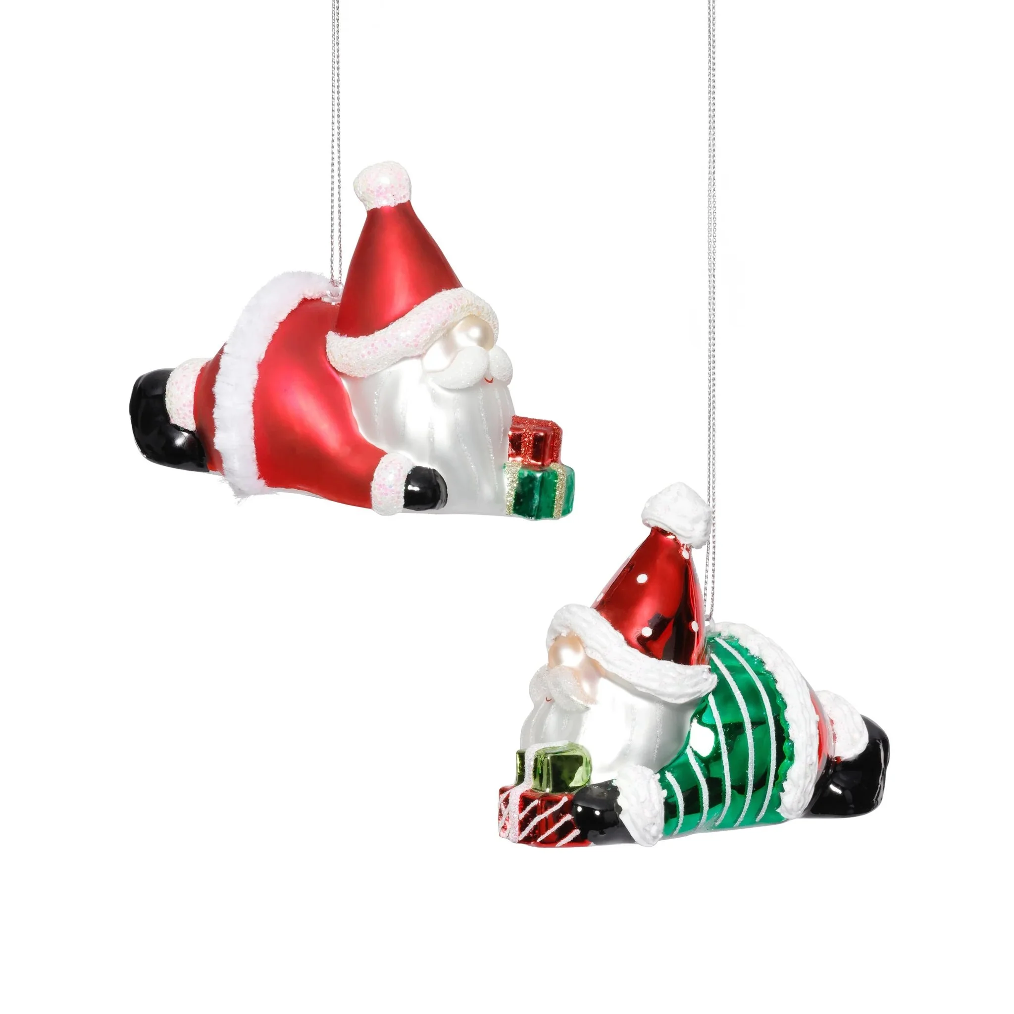 Santa Lying Down Ornaments, 2 Colors