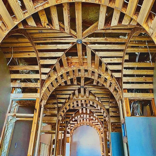 VAULTED. . . . 
Looking up and forward towards new beginnings and projects. 
This structural design allows for greater height and interest. Reminiscent of Gothic Cathedrals and European cellars, we cannot wait to see how this evolves!! #interiordesig