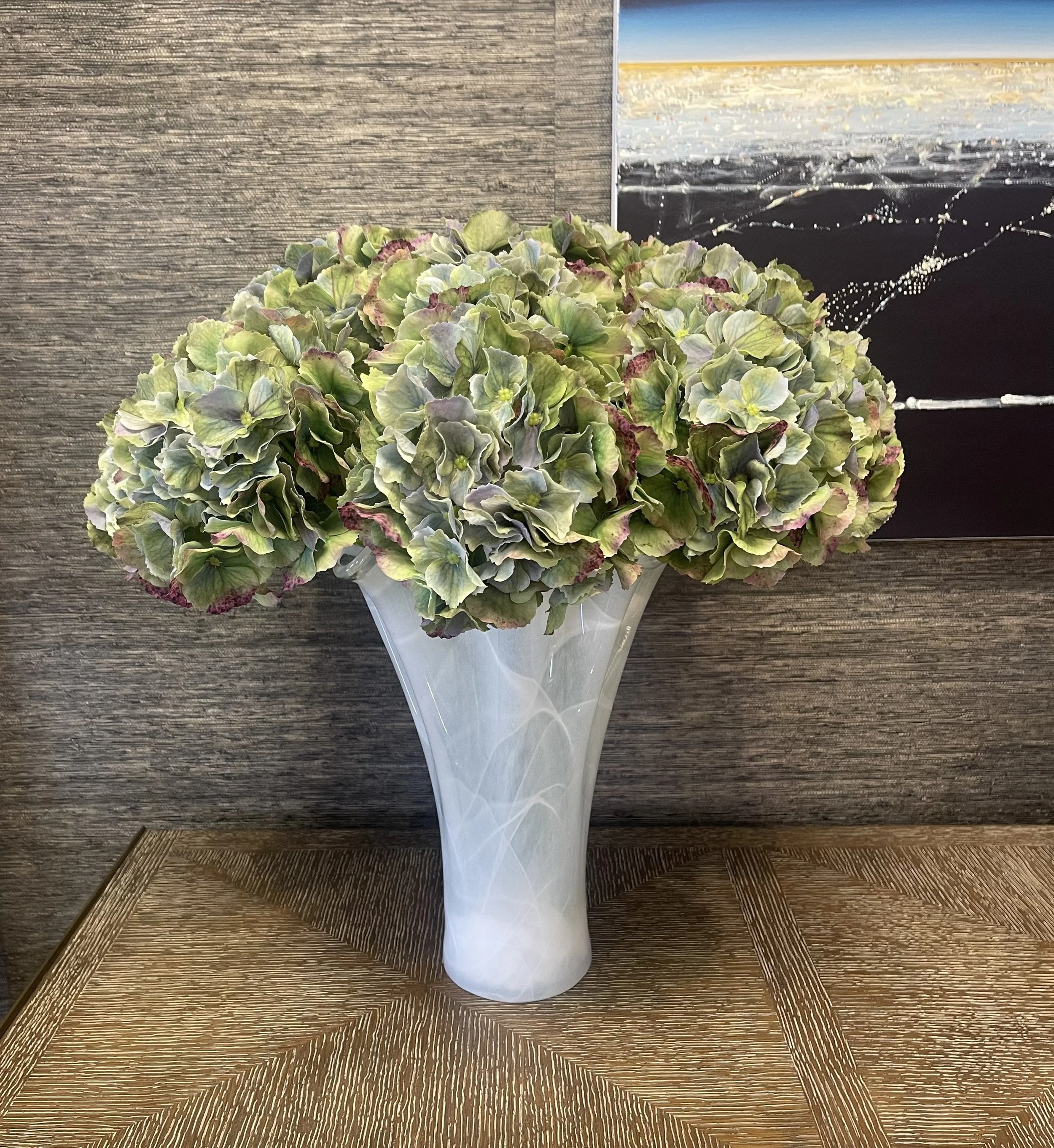 Real Touch Hydrangea Stem Antique Green