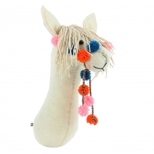 Llama Felt Head Wall Mount, Medium