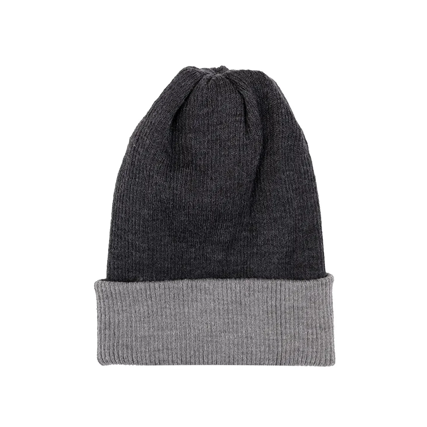 Alpaca Reversible Ribbed Beanie Charcoal