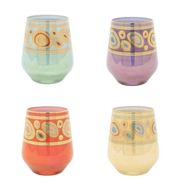 Vietri Regalia Stemless Wine Glasses, Set of 4