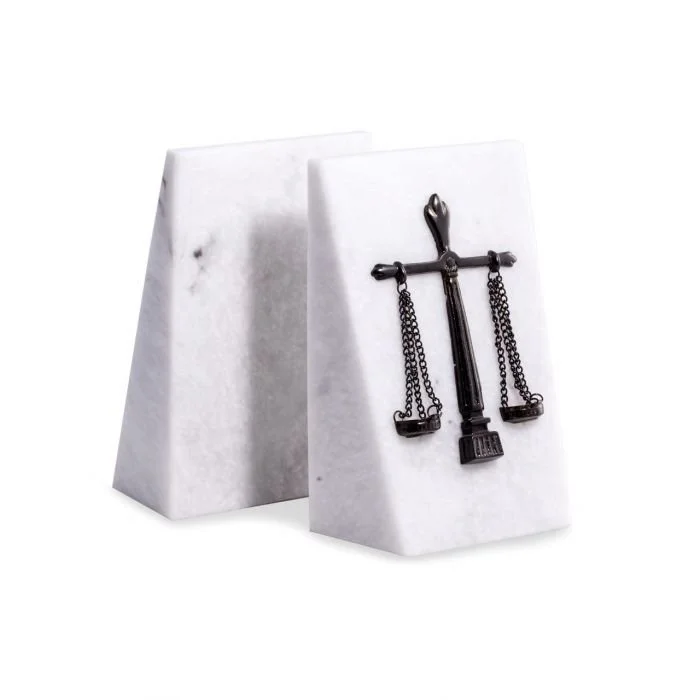 White Marble Legal Bookends — Paradigm Texas