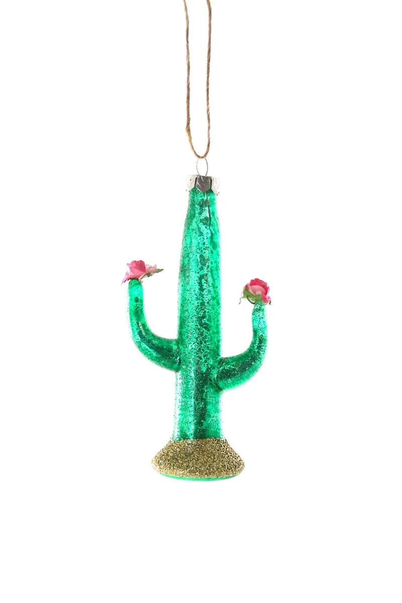 Green Glitter Cactus Ornament