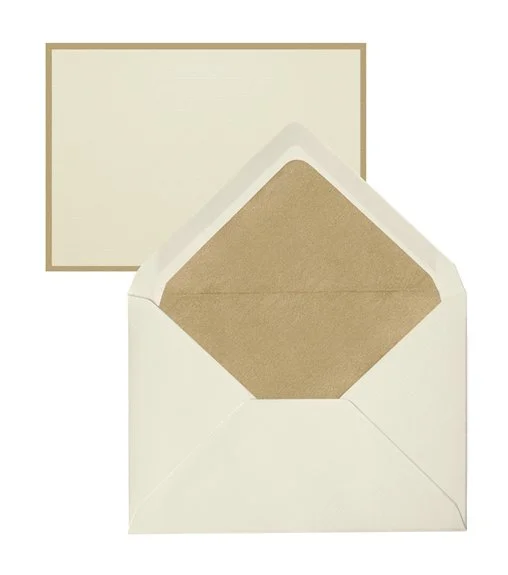 Bi-Colore Cream/Gold Note Cards, 25 Count