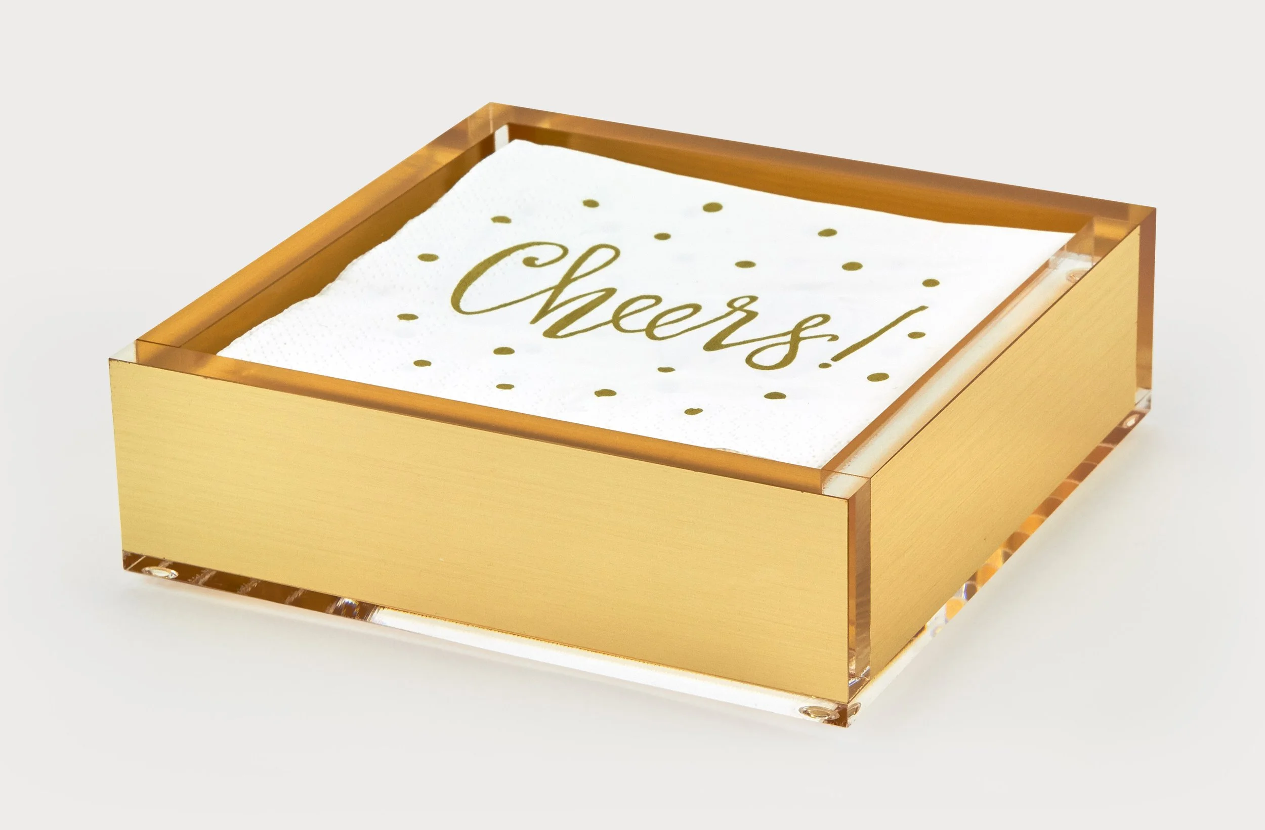 Gold Lucite Cocktail Napkin Holder