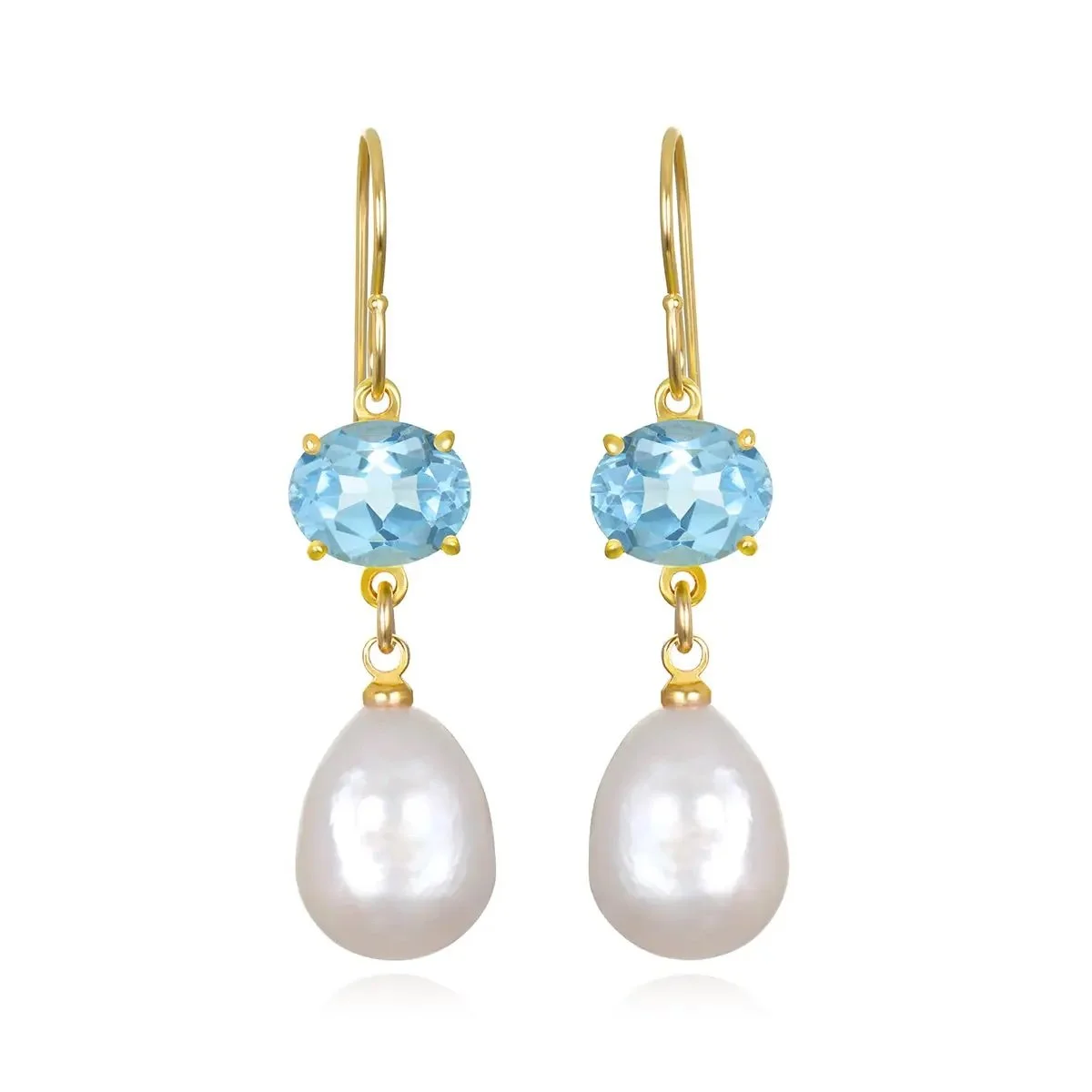 Baroque Pearl and Topaz Drop Earrings