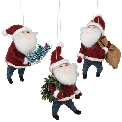 Santa Felt Ornaments, 3 Variations