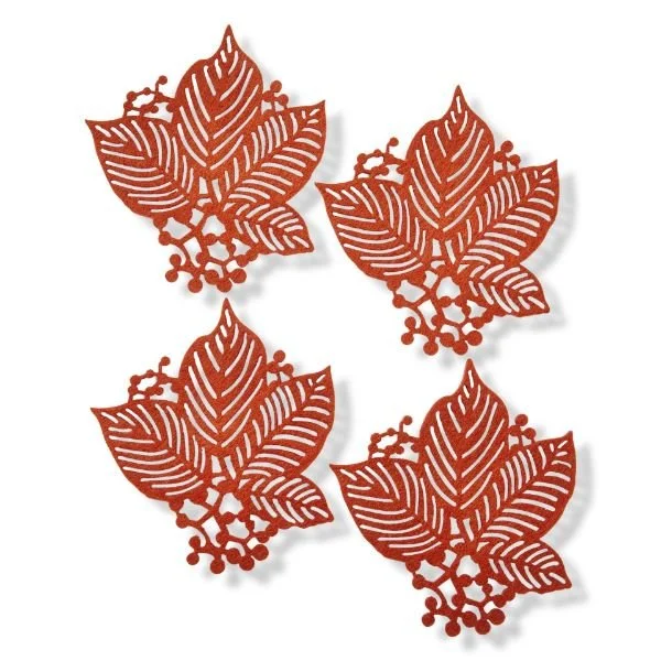Leaf Berry Coasters Set of 4