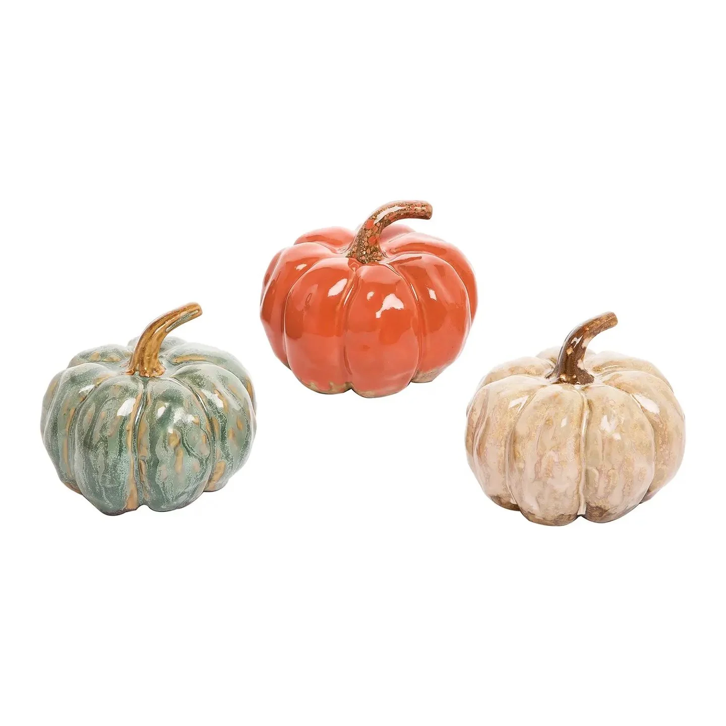 Glazed Autumn Pumpkins, Set of 3