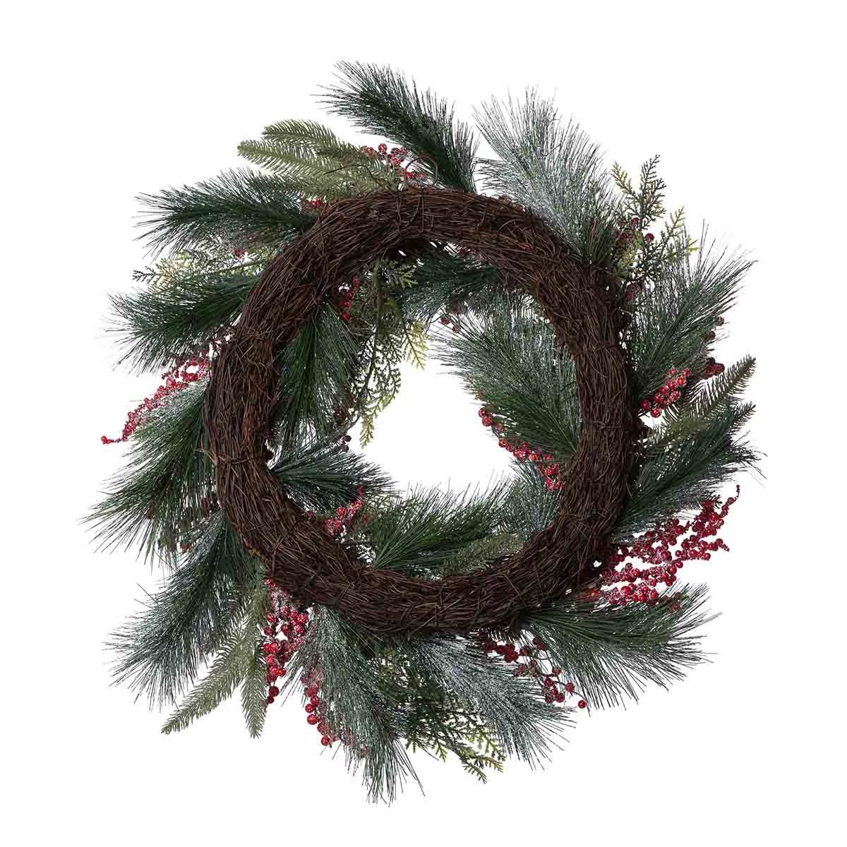 Frosted Evergreen Pine Cone Berry Wreath2.jpeg