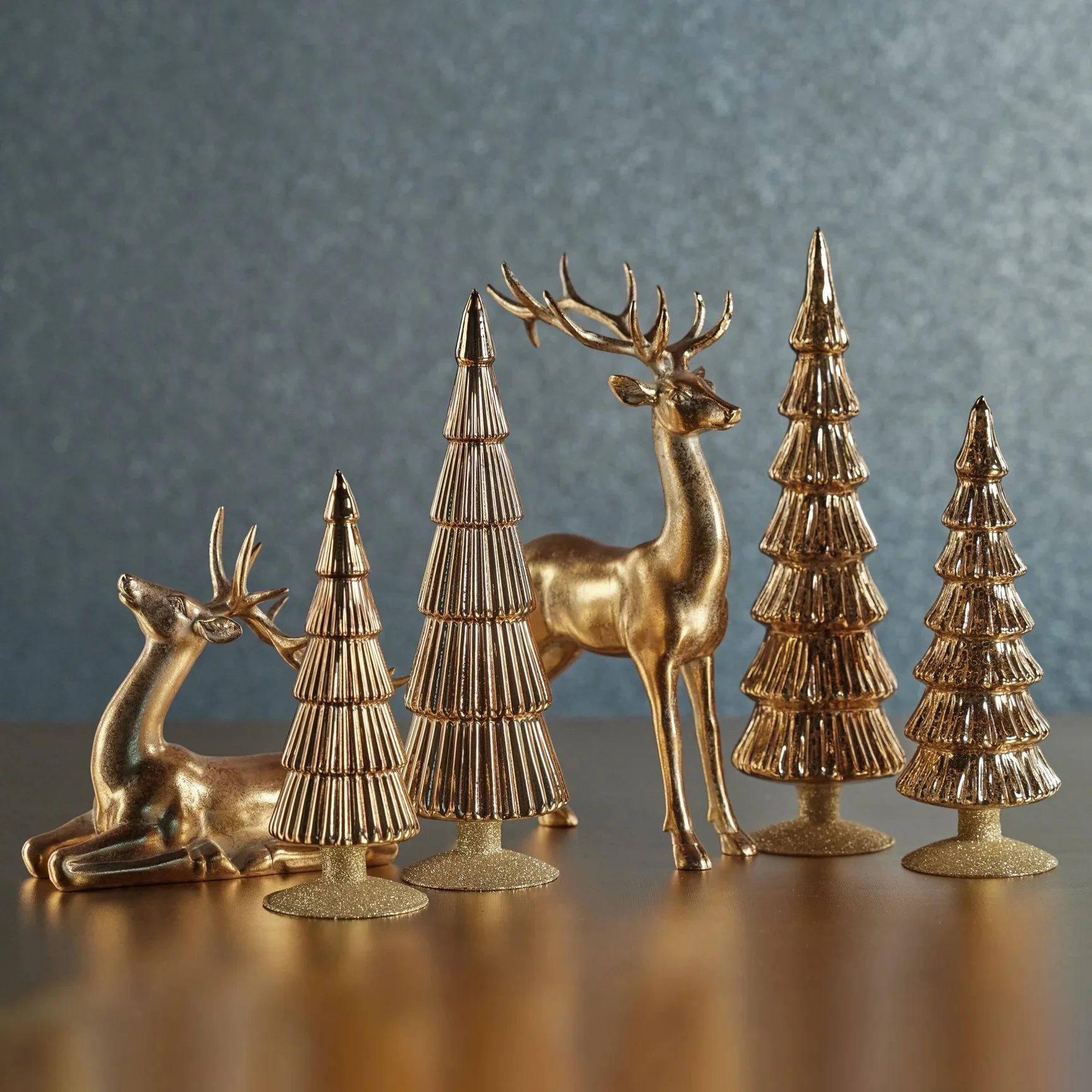 Gold Alpine Glass Trees, 2 Sizes