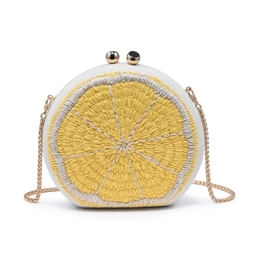 Lemon Embroidered Evening Bag