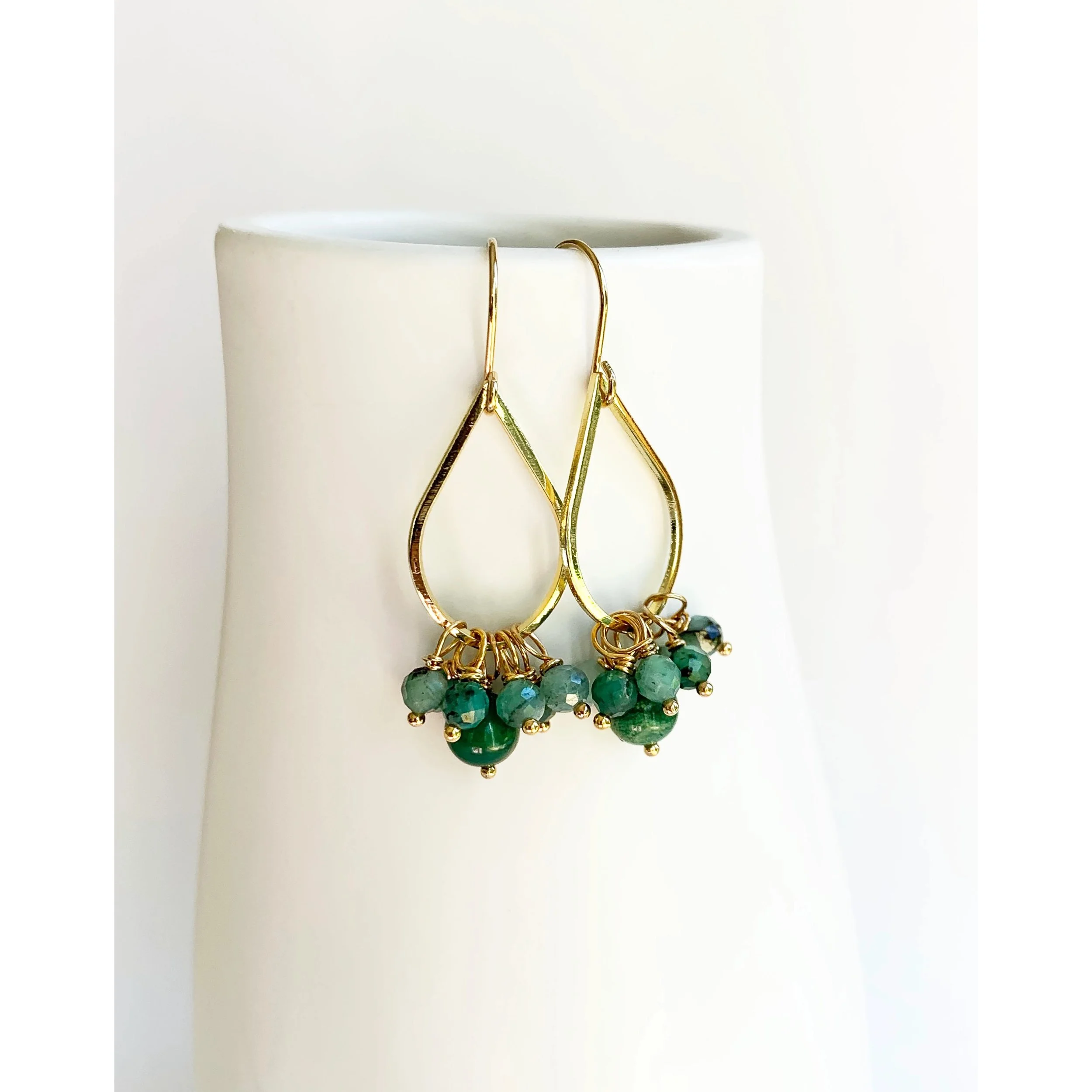 Jade and Emerald Teardrop Earrings