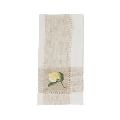 Embroidered Lemon  Napkins, Set of 4.