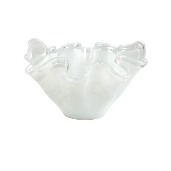 Vietri Onda White Large Tall Bowl With Clear Rim
