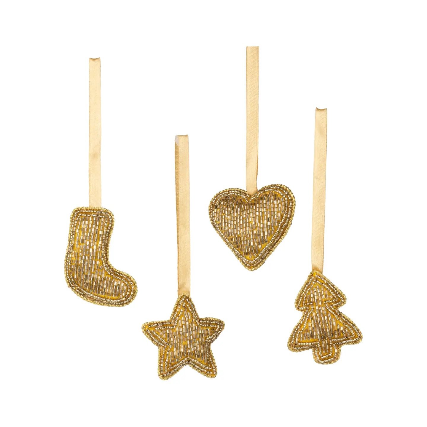Mini Gold Beaded Ornaments