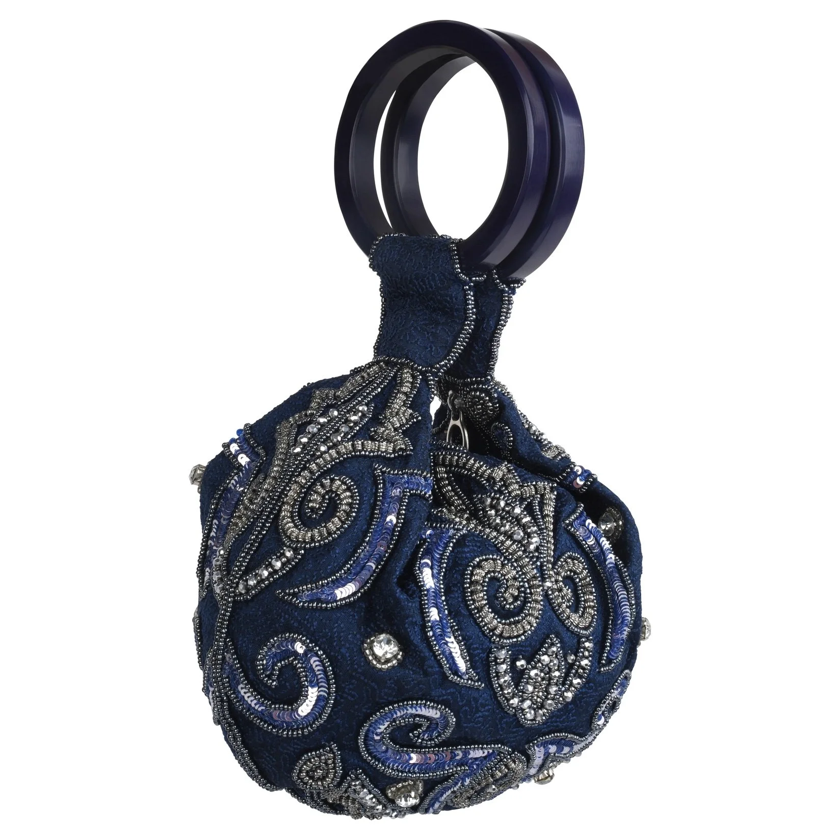 Midnight Scroll Beaded Bangle Bag