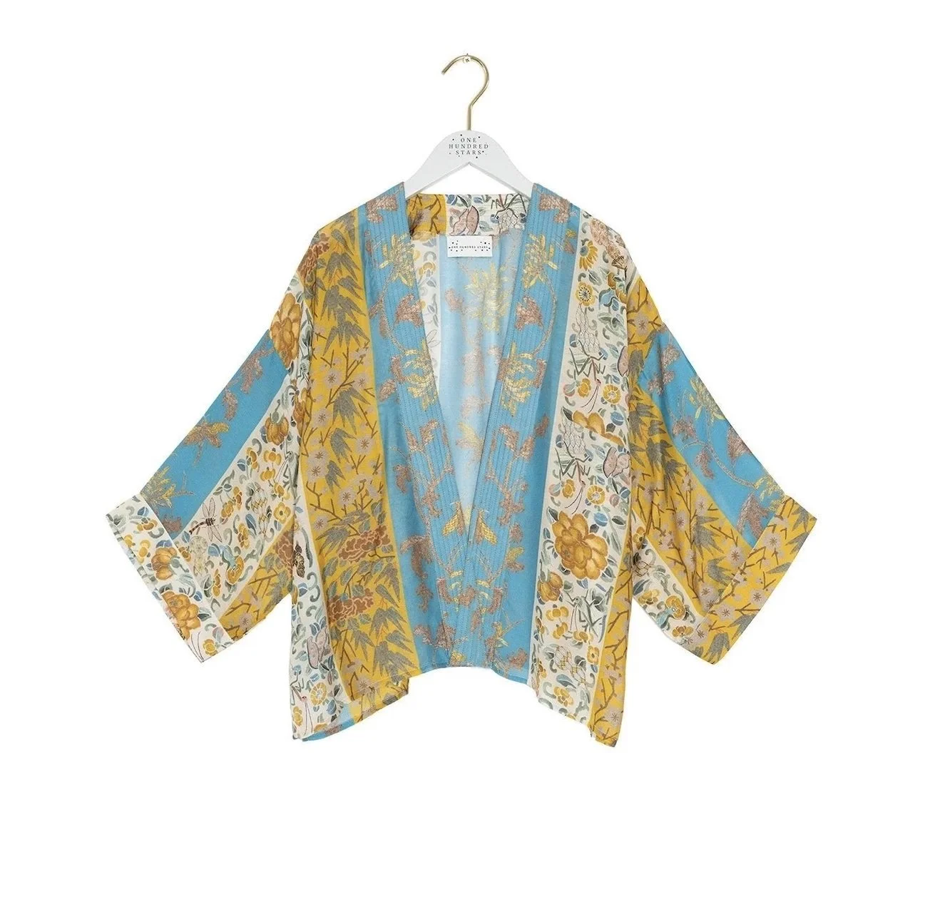 Ribbons Gold Short Kimono