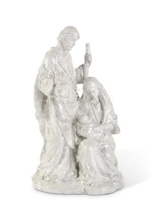White Glitter Distressed Nativity, Small