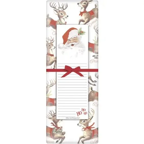 Retro Santa and Reindeer Notepad and Tea Towel Set