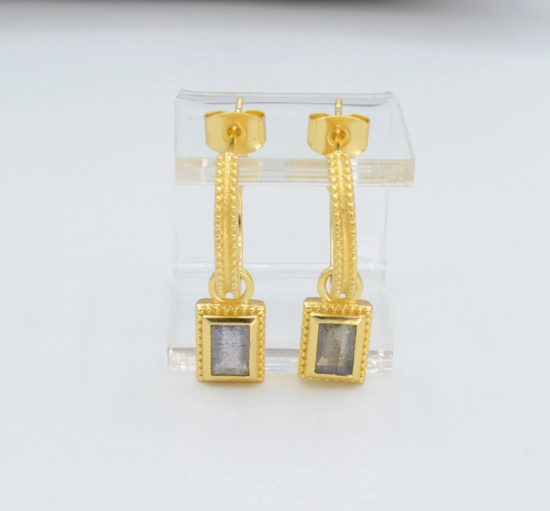 Labradorite Dangle Post Earrings