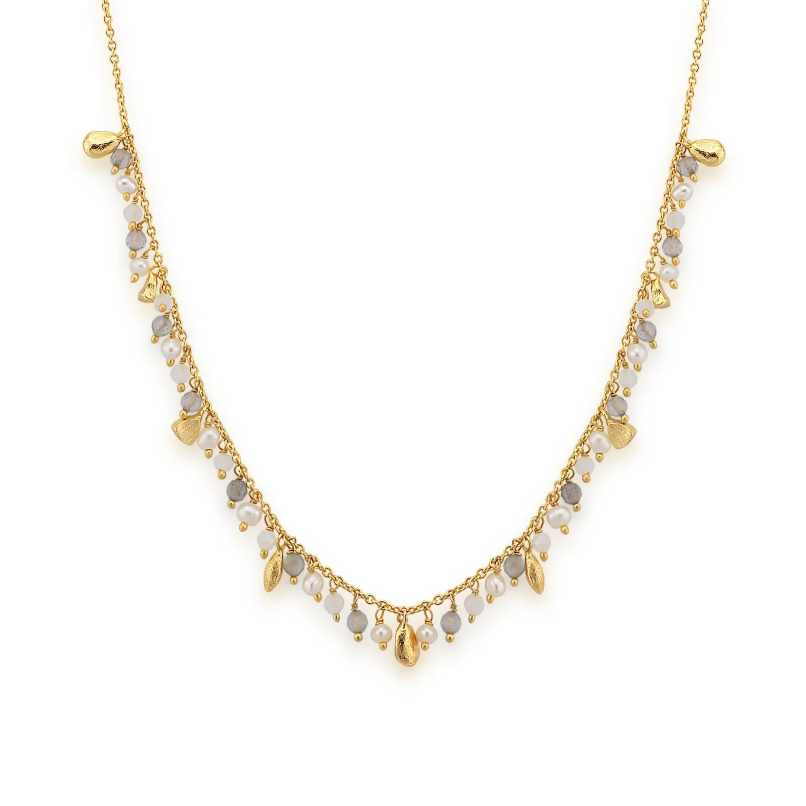 Labradorite, Pearl and Moonstone Luster Necklace