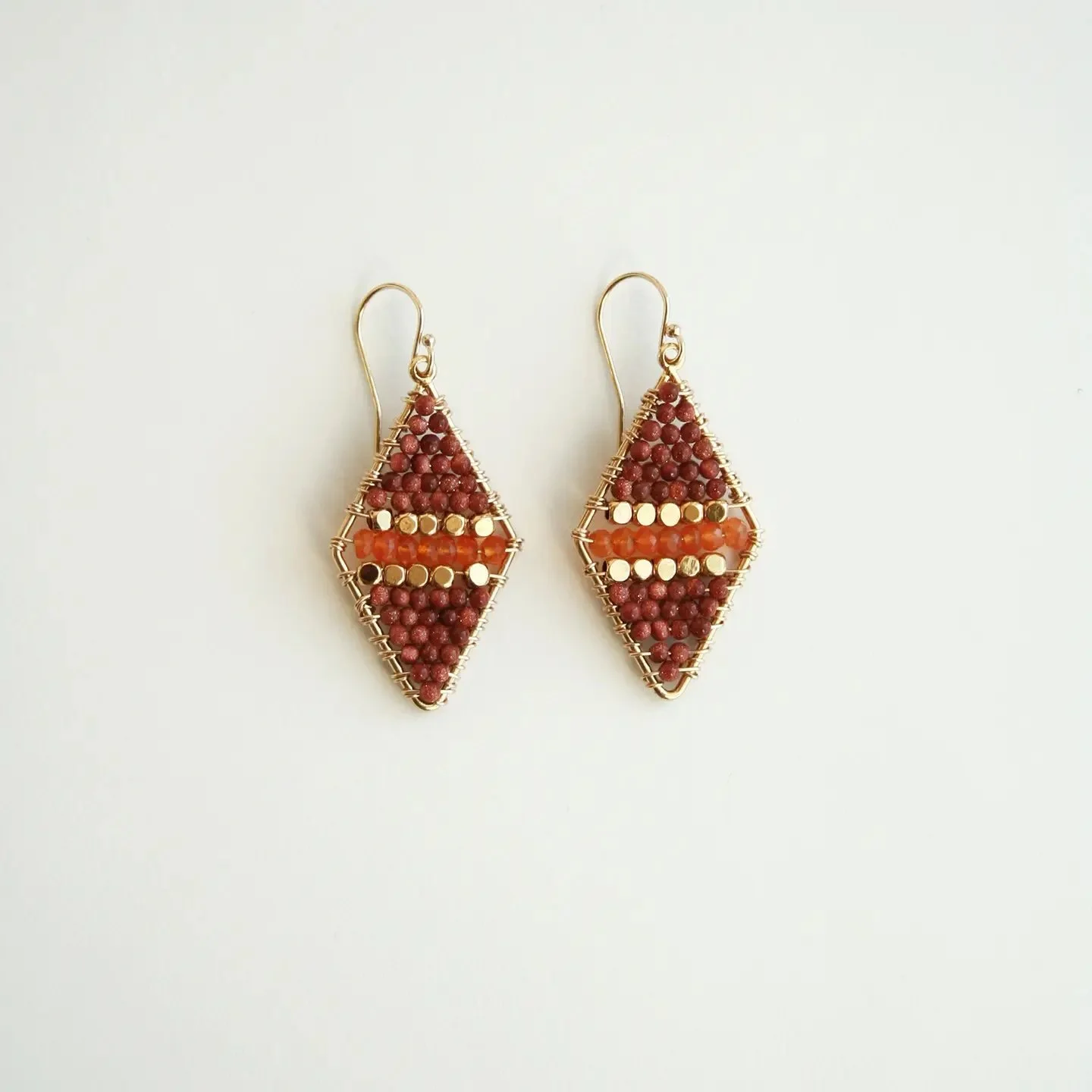 Goldstone and Carnelian Earrings