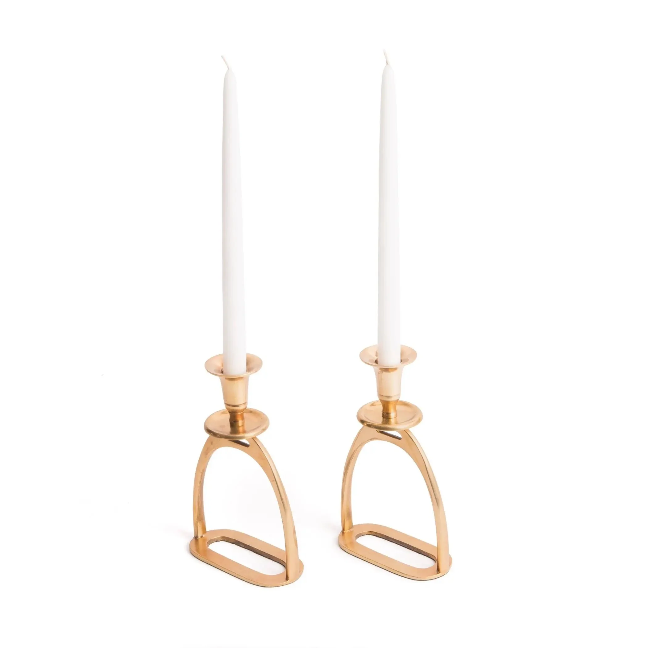 Brass Stirrup Candle Holders, Set of 2