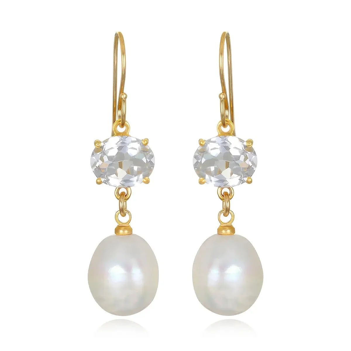 Baroque Pearl and White Topaz Earrings