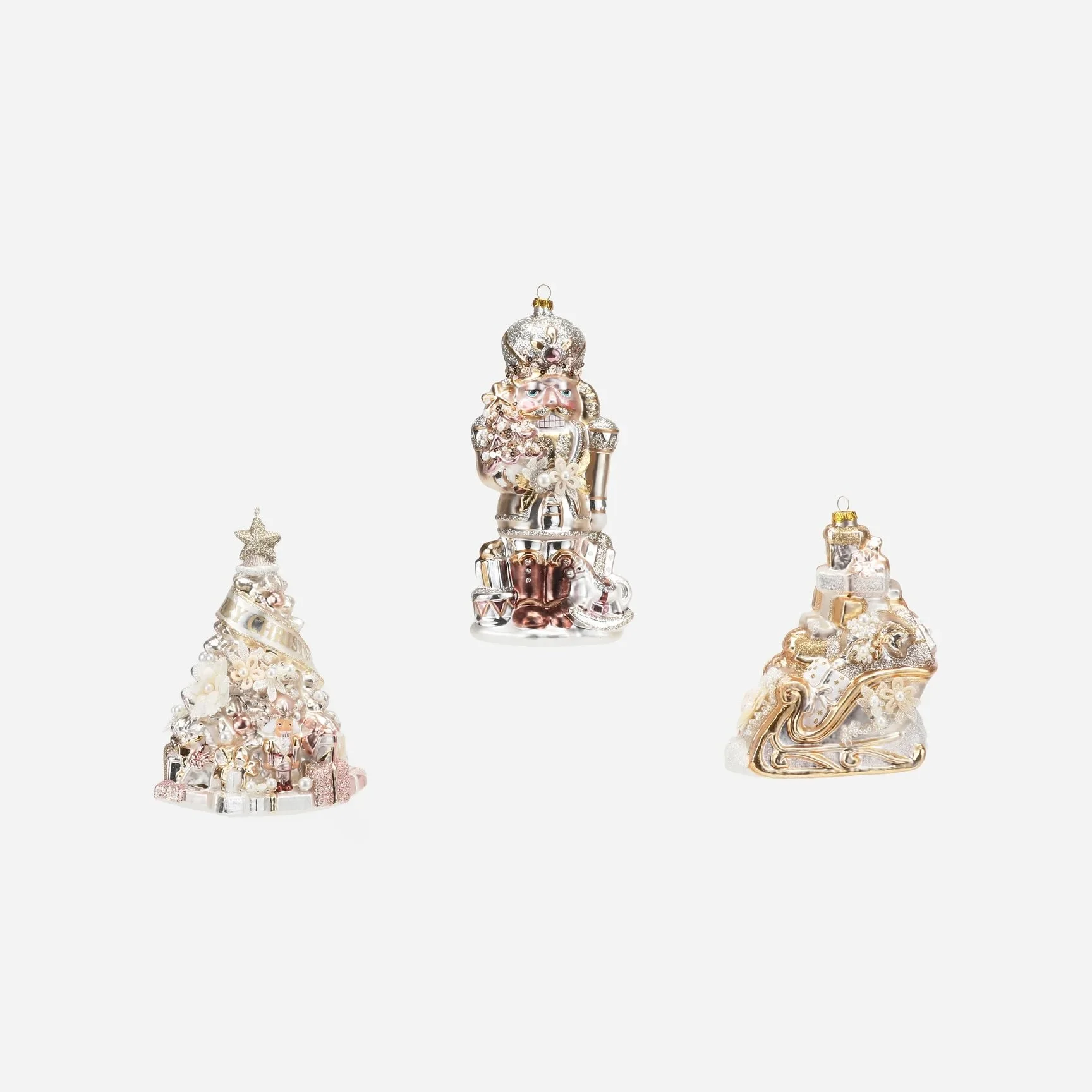 Golden Holiday Icon Ornaments, 3 Designs