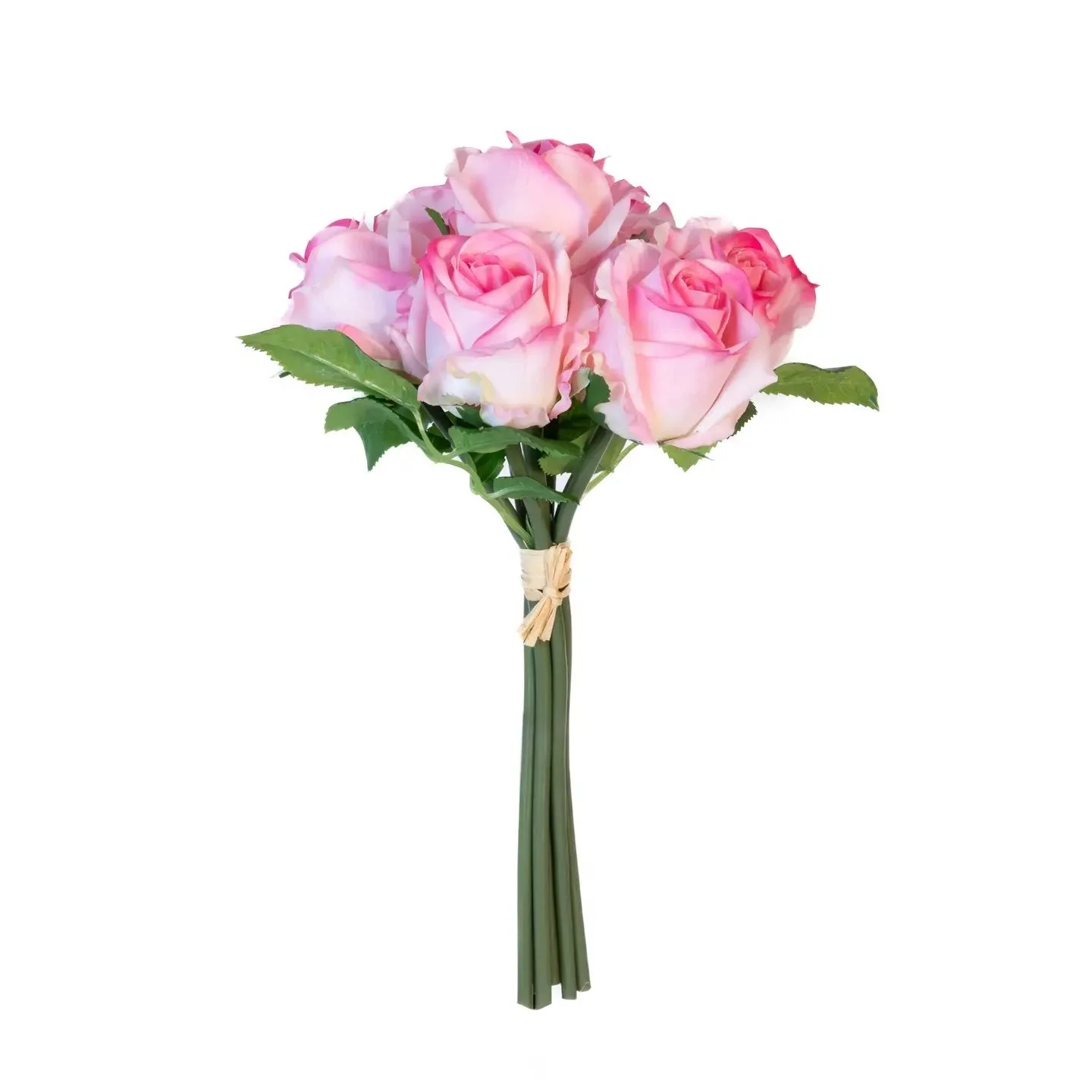 Real Touch Light Pink Rose Bouquet, 7 Stems