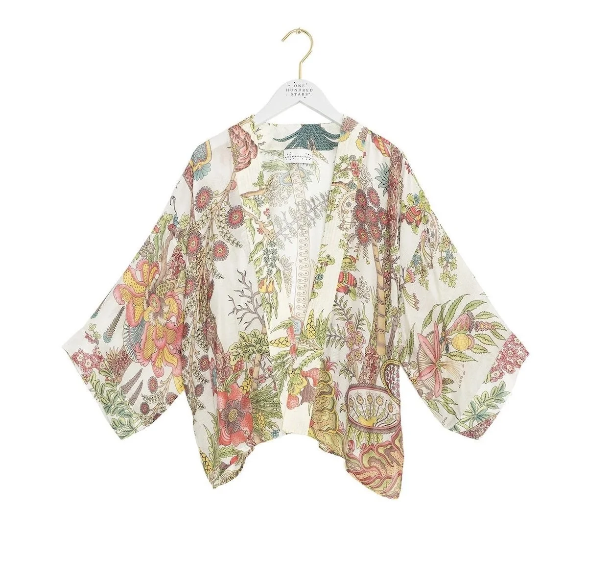 Boho Gardens Ecru Short Kimono