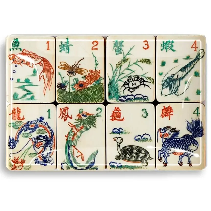 Mahjong Decoupage Glass Tray