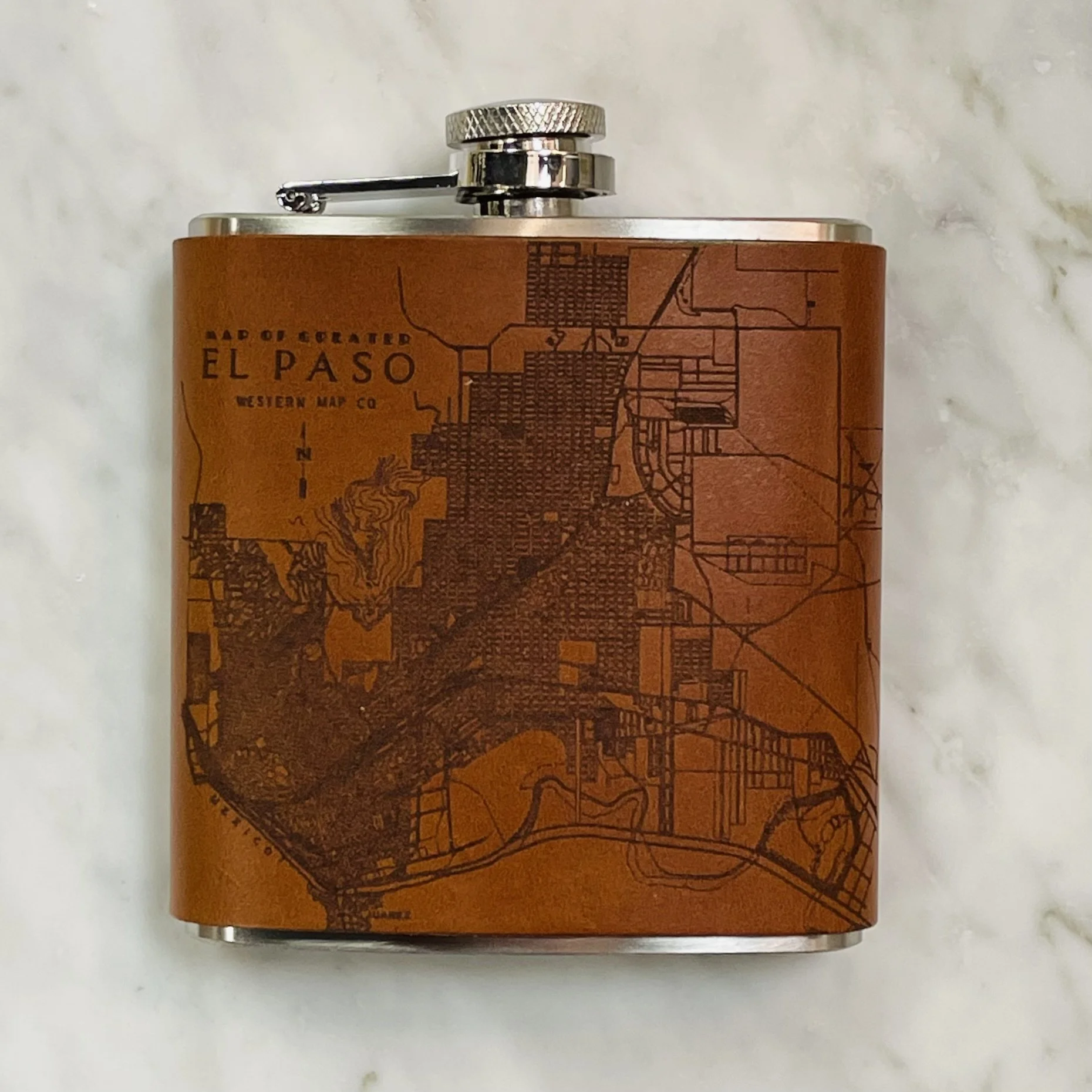 El Paso Vintage Map Flask