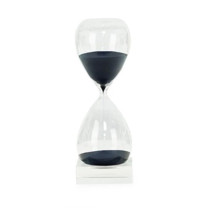 Handblown Crystal Navy Sand Timer on Crystal Base