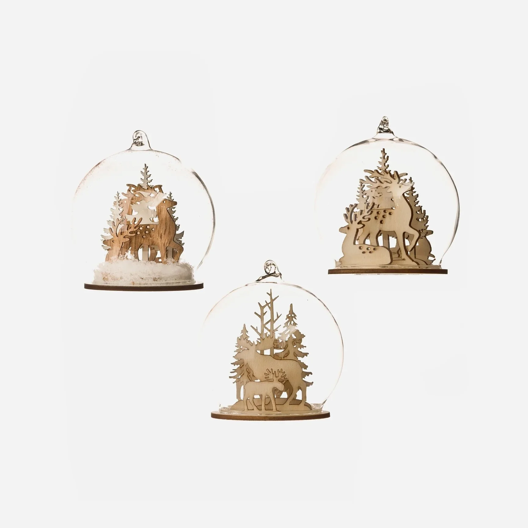 Barvarian Wood/Glass Ornaments, 3 Designs