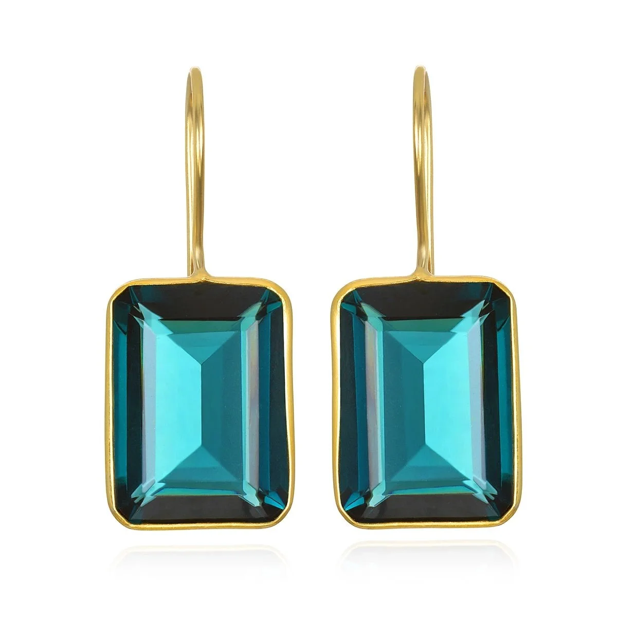 Emerald Cut Earrings, Emerald Green
