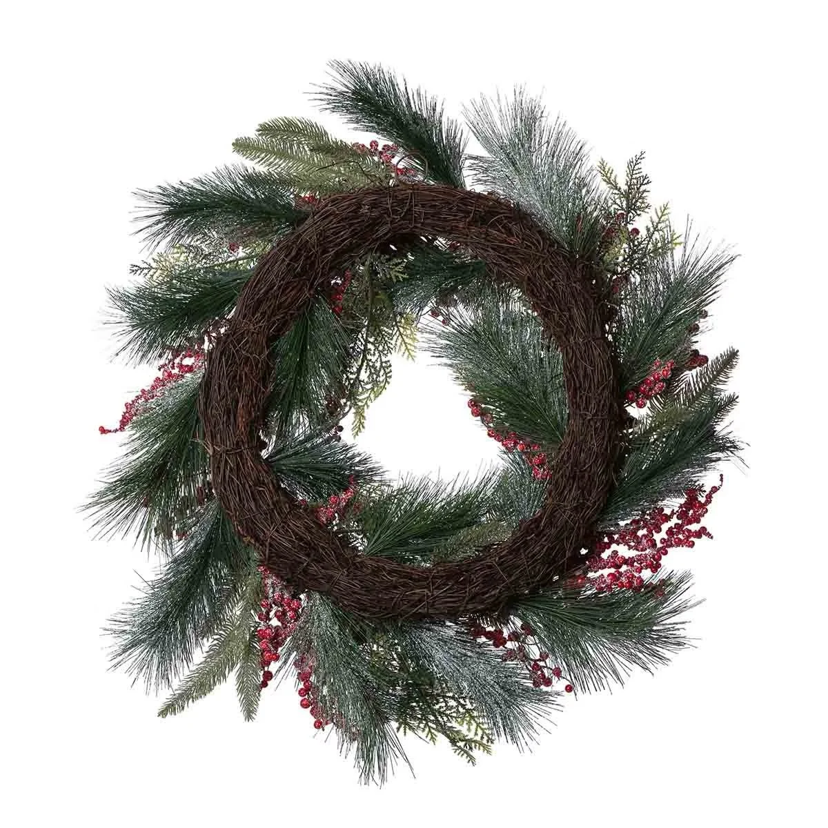 Frosted Evergreen Pine Cone Berry Wreath2.jpeg