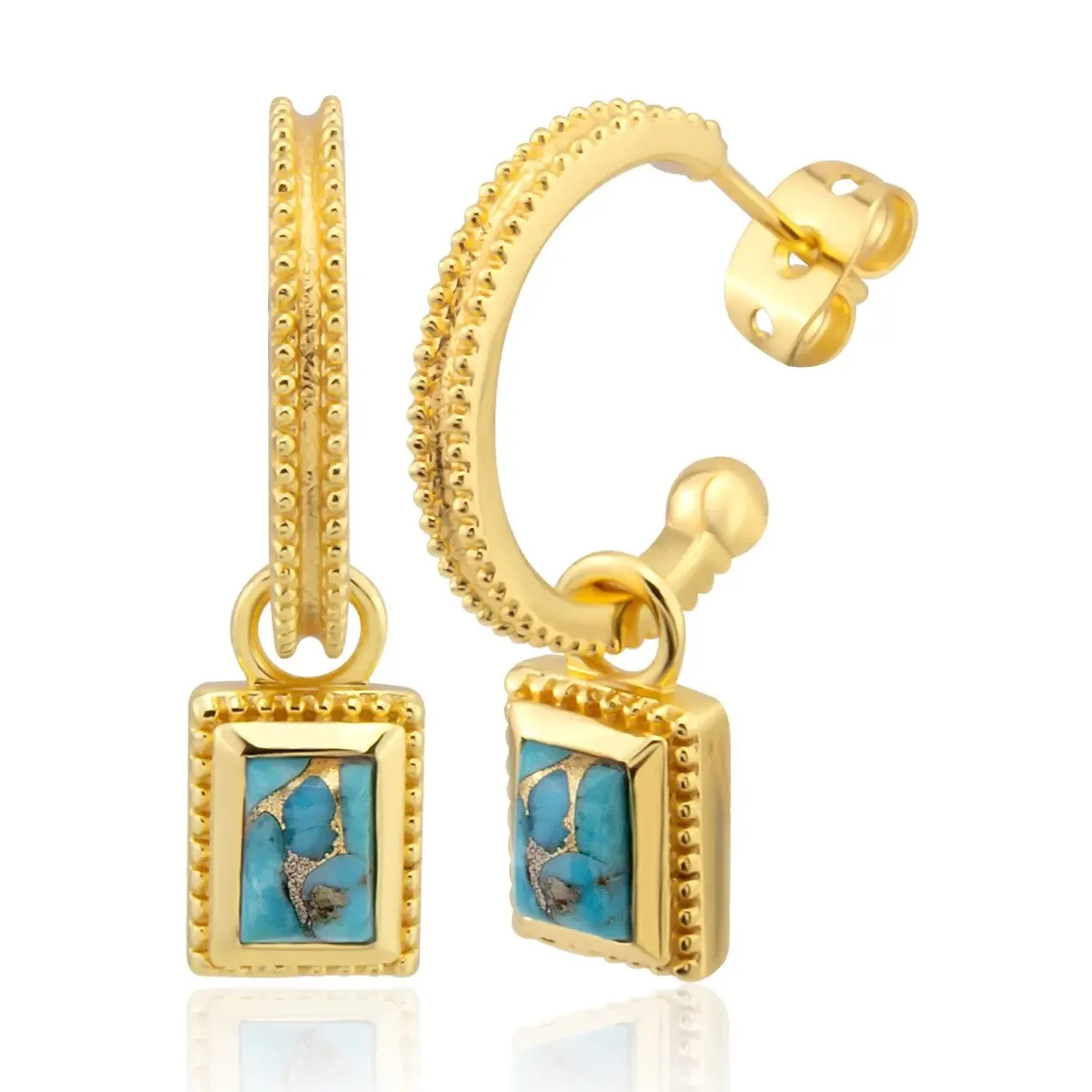 Copper-Veined Turquoise Dangle Earrings