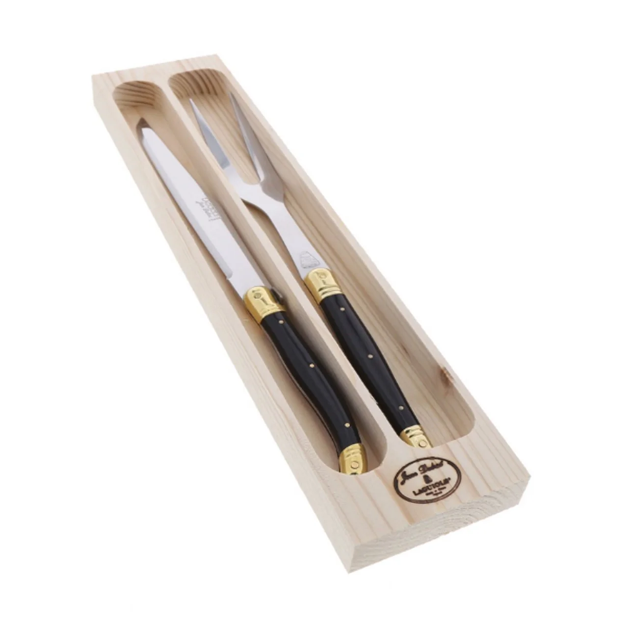 Laguiole Carving Set Black and Brass